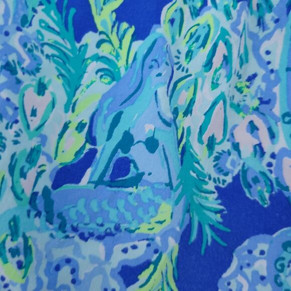 Lilly Pulitzer Katia Shorts XXS Mermaid Octopus Blue Green Elastic Waist Pull On - Picture 5 of 9